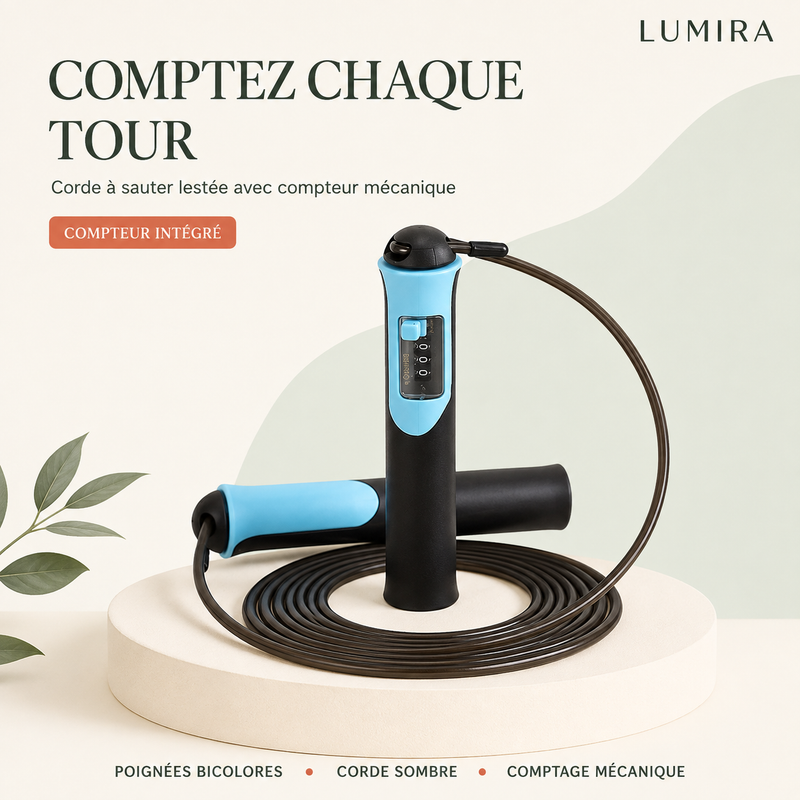 Corde à sauter lestée avec compteur mécanique