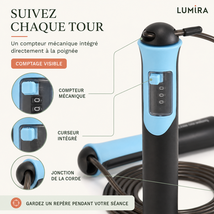 Corde à sauter lestée avec compteur mécanique