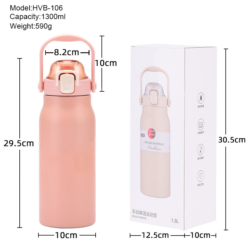 Bouteille isotherme en inox avec paille intégrée