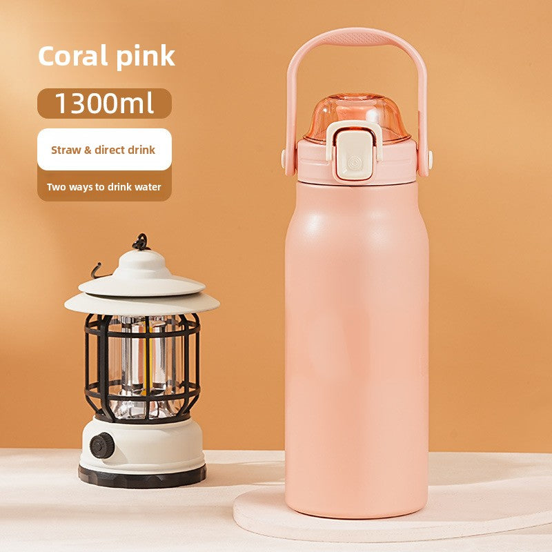 Bouteille isotherme en inox avec paille intégrée