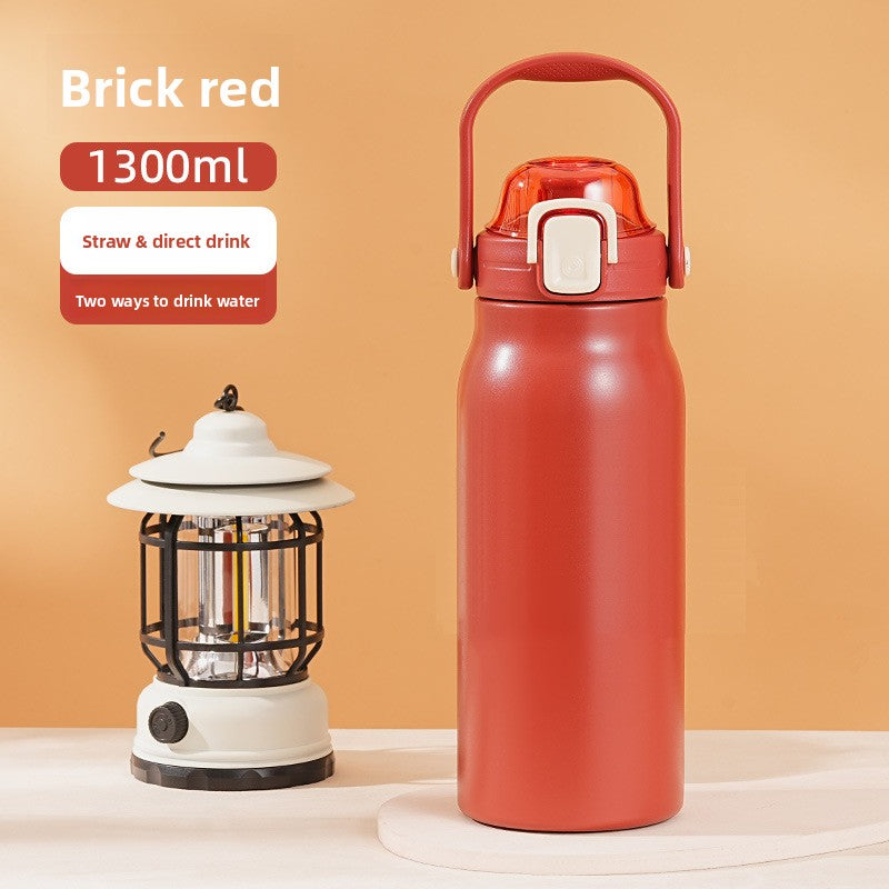 Bouteille isotherme en inox avec paille intégrée