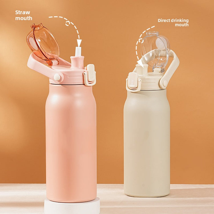Bouteille isotherme en inox avec paille intégrée