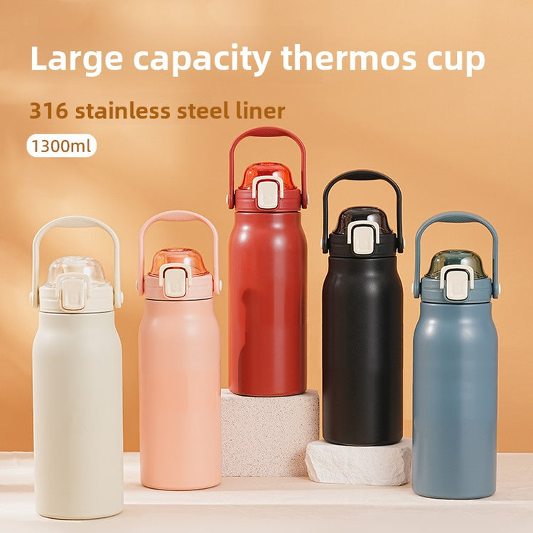 Bouteille isotherme en inox avec paille intégrée