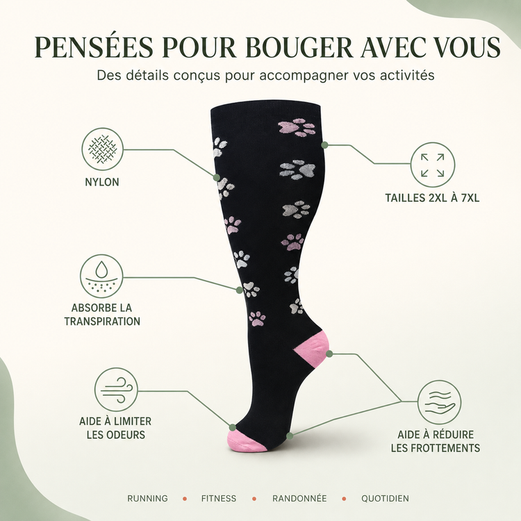 Chaussettes de compression running et fitness