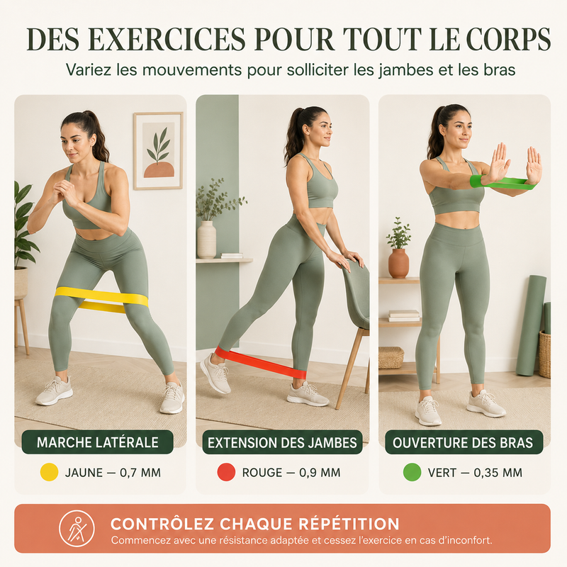 Set de bandes élastiques fitness et yoga