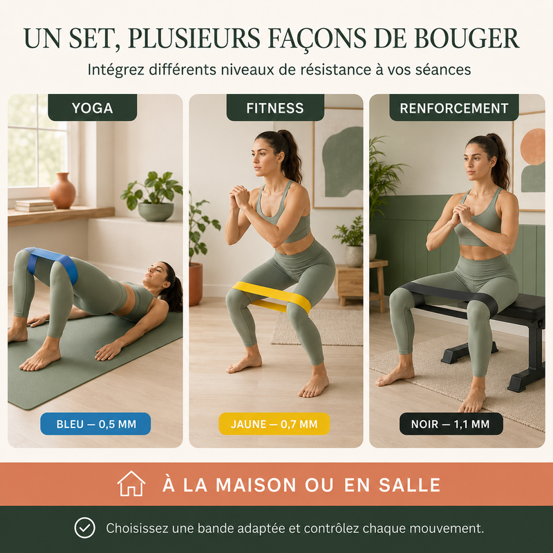 Set de bandes élastiques fitness et yoga