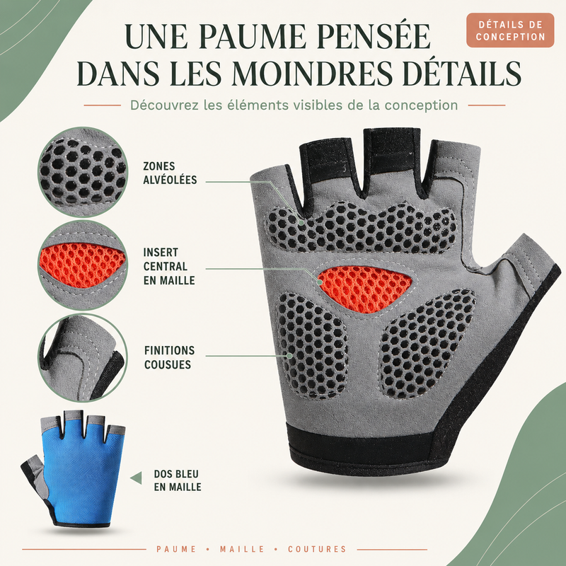 Gants d'entraînement mi-doigts sport et extérieur