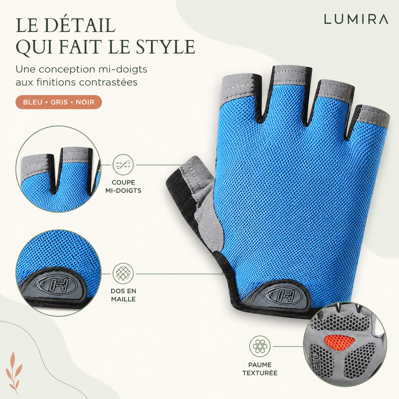 Gants d'entraînement mi-doigts sport et extérieur