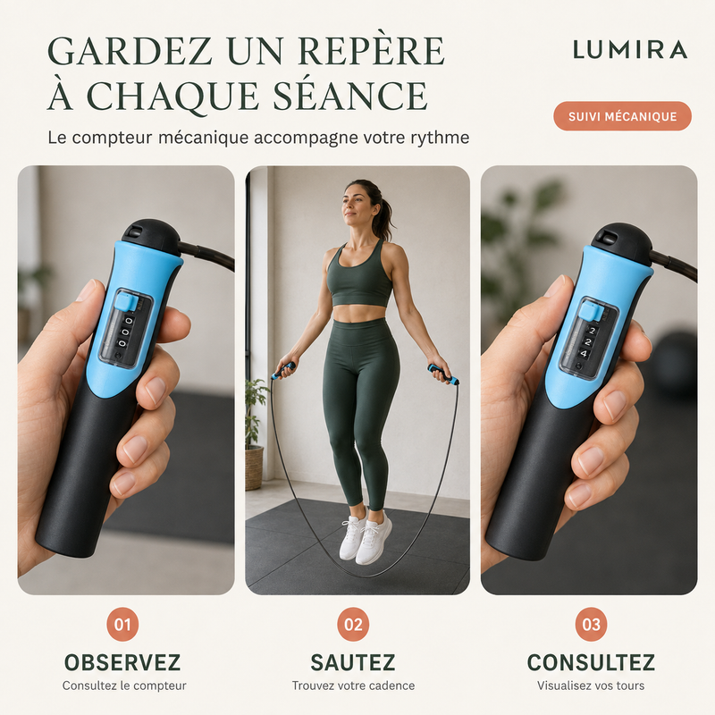 Corde à sauter lestée avec compteur mécanique
