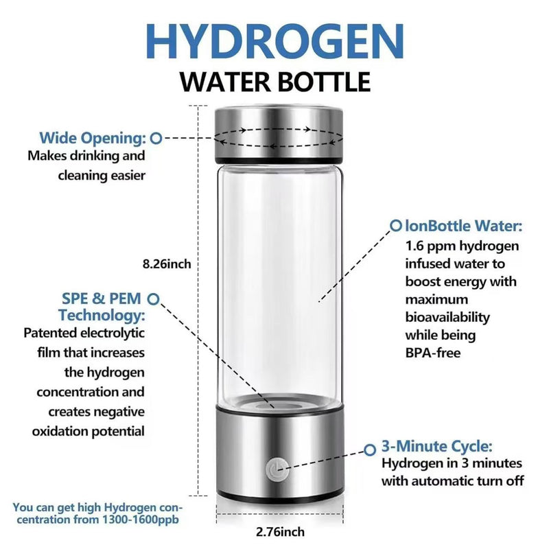 Bouteille ioniseur d'eau portable accessible